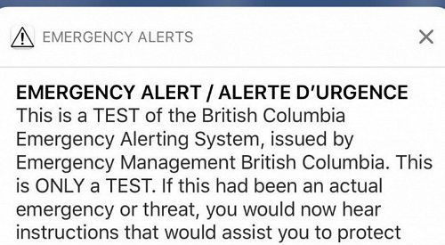 Biannual test of BC’s emergency alert system coming to your phone today
